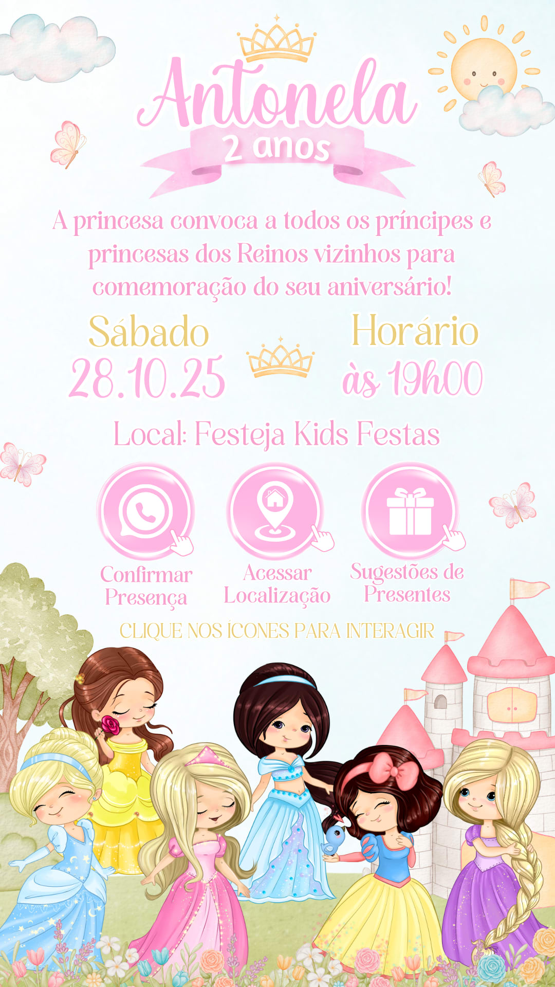 Convite Interativo - Princesas — imagem principal